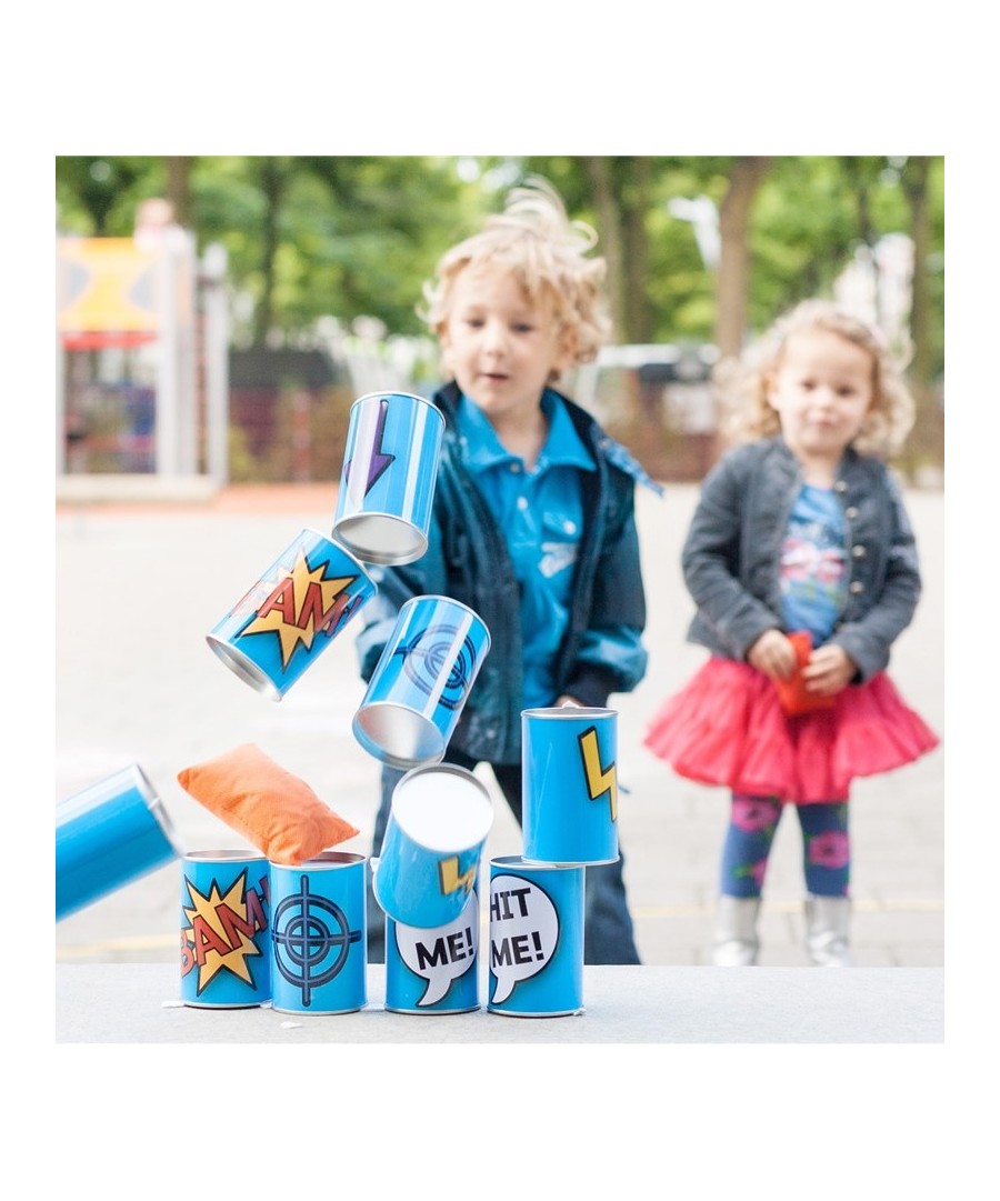 Juego de puntería Tumbar las latas Bam! Un clásico de las fiestas!